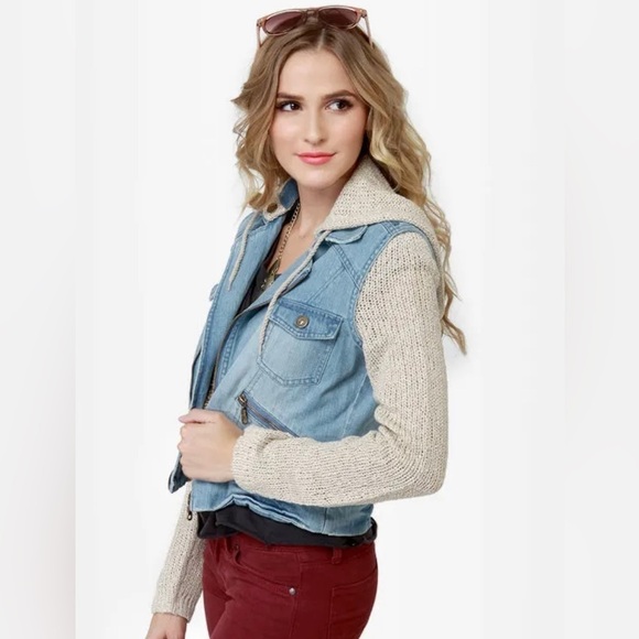 Billabong Jackets & Blazers - Billabong Rev Up Hooded Denim Jacket size S